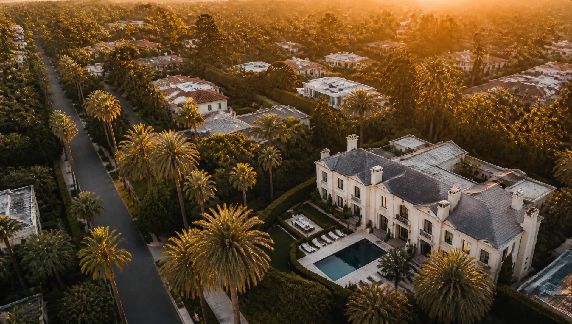 Aerial view of Beverly Hills estates
